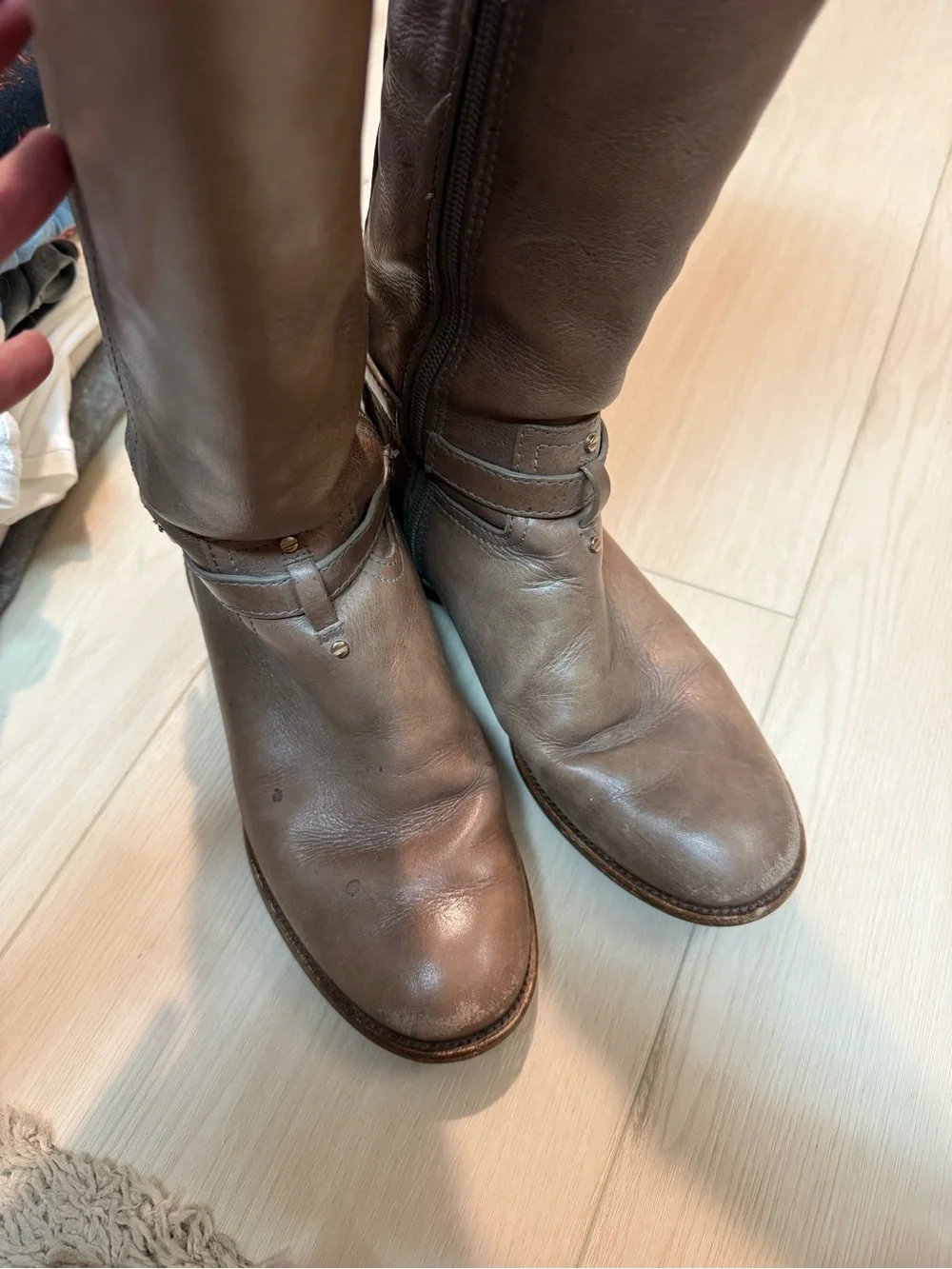 Tory Burch Taupe Leather Over-the-Knee Riding Boots